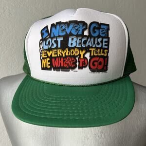 Vintage 80s Wild Side West Trucker Hat “I Never Get Lost…” Funny Graphic Slogan